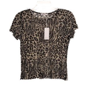Antistar Women’s Sheer Mesh Leopard Print Shirt NWT